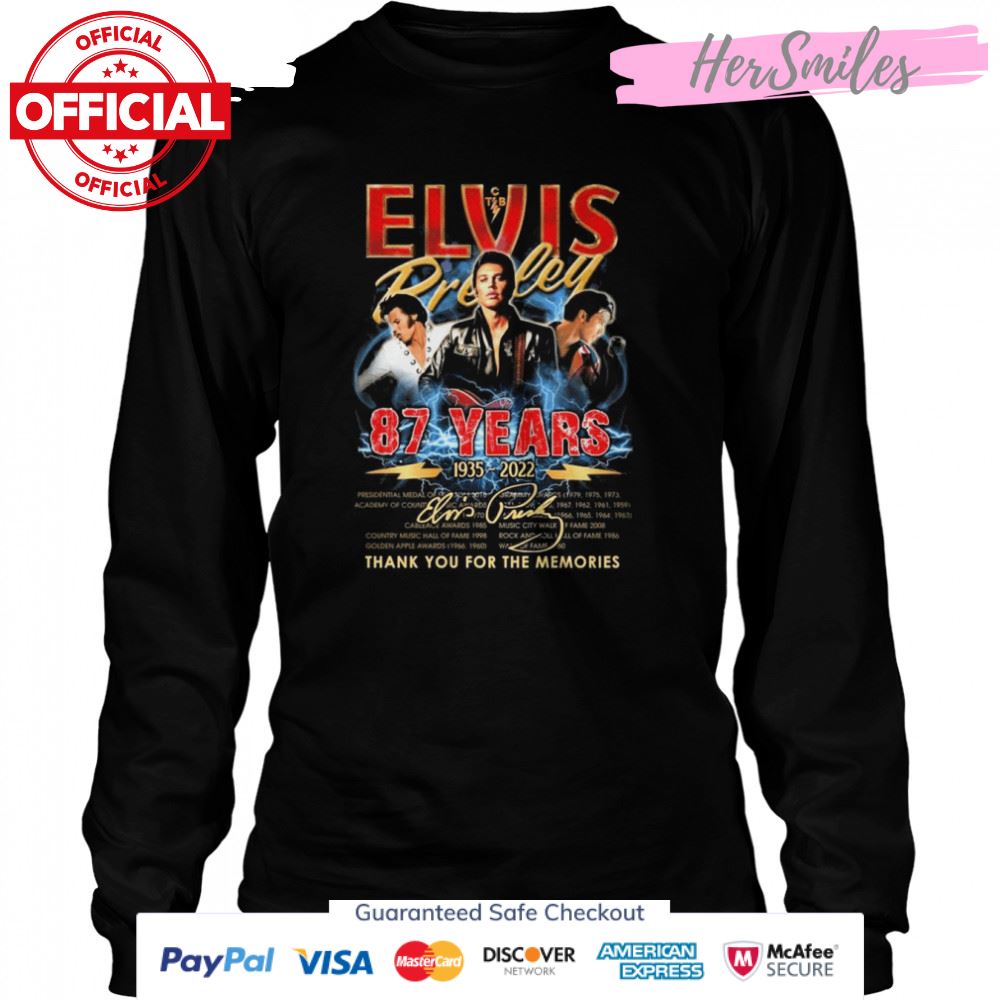 Thank You For The Memories Elvis Presley 87 Years 1935-2022 Signature Shirt Thank You For The Memories Elvis Presley 87 Years 1935-2022 Signature Shirt