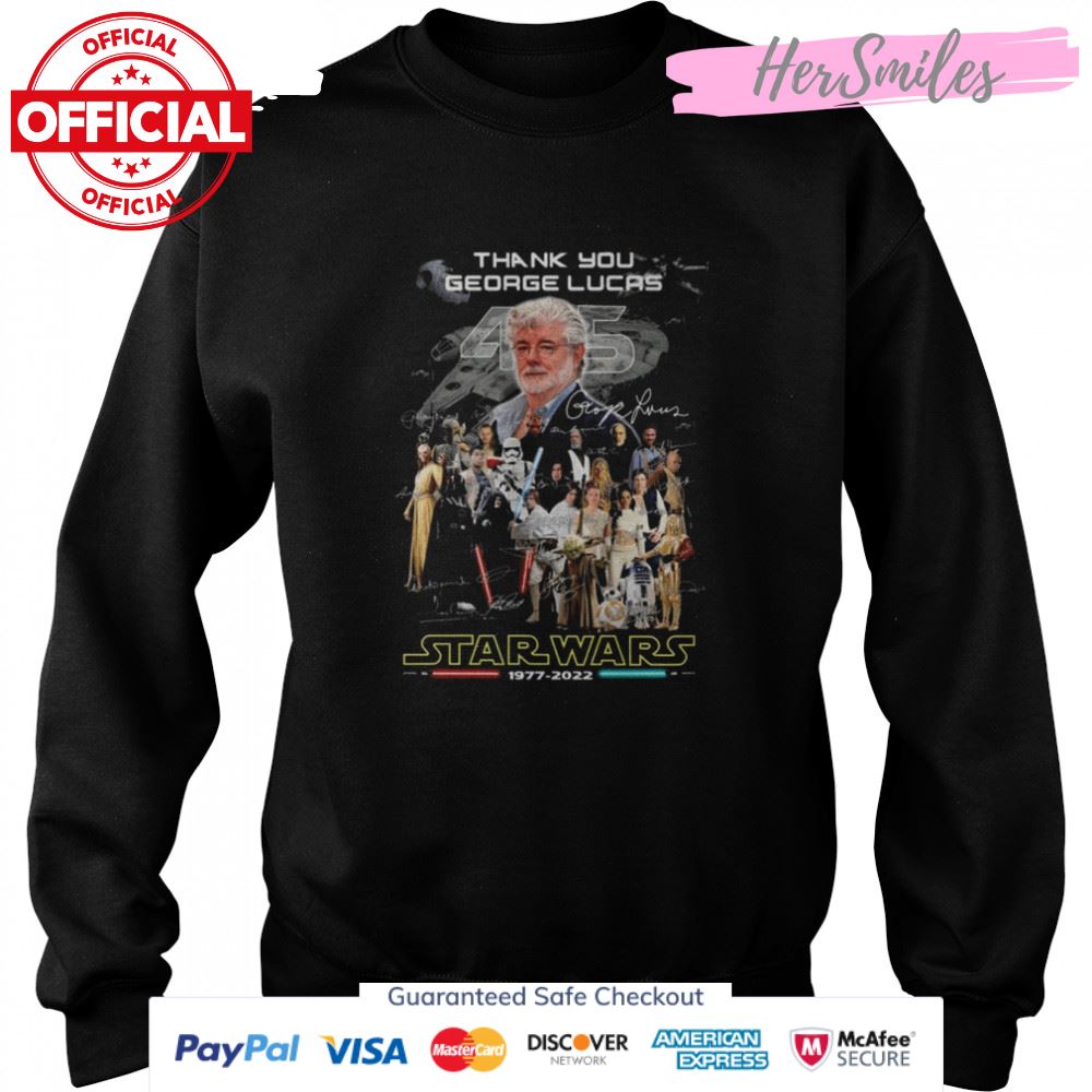 Thank You George Lucas 45 Star Wars 1977 2022 Signatures Shirt Thank You George Lucas 45 Star Wars 1977 2022 Signatures Shirt