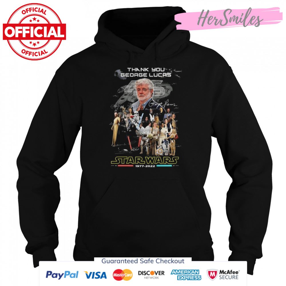 Thank You George Lucas 45 Star Wars 1977 2022 Signatures Shirt Thank You George Lucas 45 Star Wars 1977 2022 Signatures Shirt