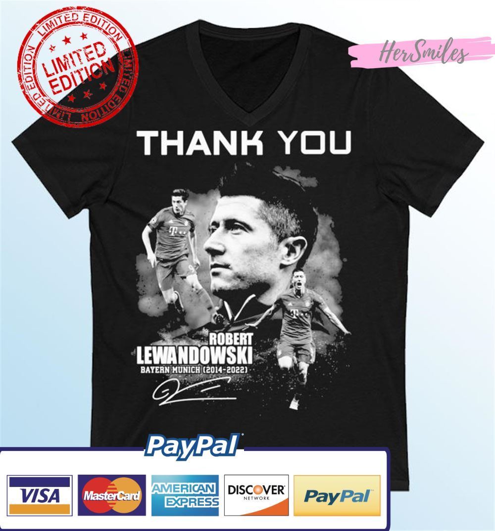 Thank You Robert Lewandowski 2014-2022 8 Years Of Bayern Munich Signautre Unisex T-Shirt