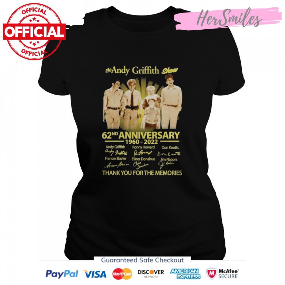 The Andy Griffith Show 62nd Anniversary 1960 – 2022 Signatures Thank You For The Memories T-Shirt