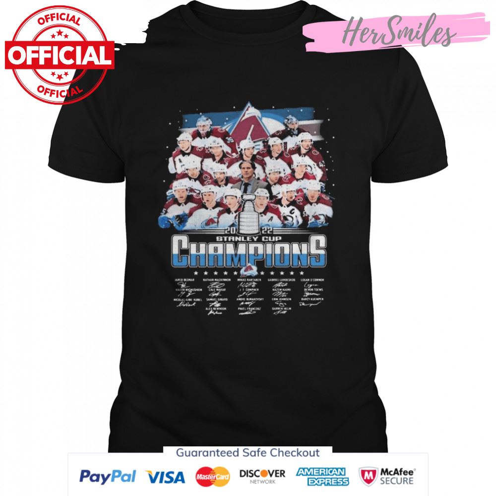 The Avalanche Hockey 2022 NHL Stanley Cup Champions Signatures Shirt