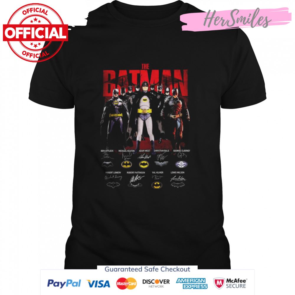 The Batman 2022 Ben Affleck Michael Keaton Adam West Signatures thank shirt