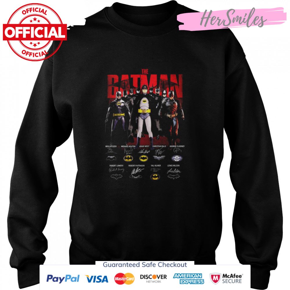 The Batman 2022 Ben Affleck Michael Keaton Adam West Signatures thank shirt The Batman 2022 Ben Affleck Michael Keaton Adam West Signatures thank shirt