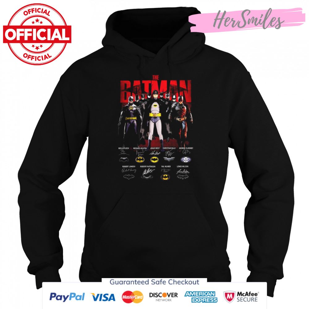 The Batman 2022 Ben Affleck Michael Keaton Adam West Signatures thank shirt The Batman 2022 Ben Affleck Michael Keaton Adam West Signatures thank shirt