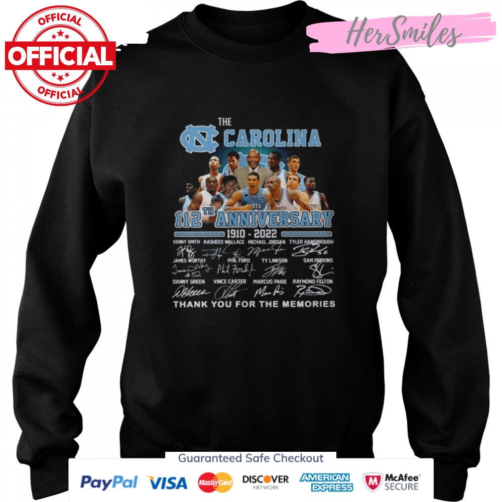 The Carolina 112th anniversary 1910 2022 thank you for the memories signatures shirt The Carolina 112th anniversary 1910 2022 thank you for the memories signatures shirt