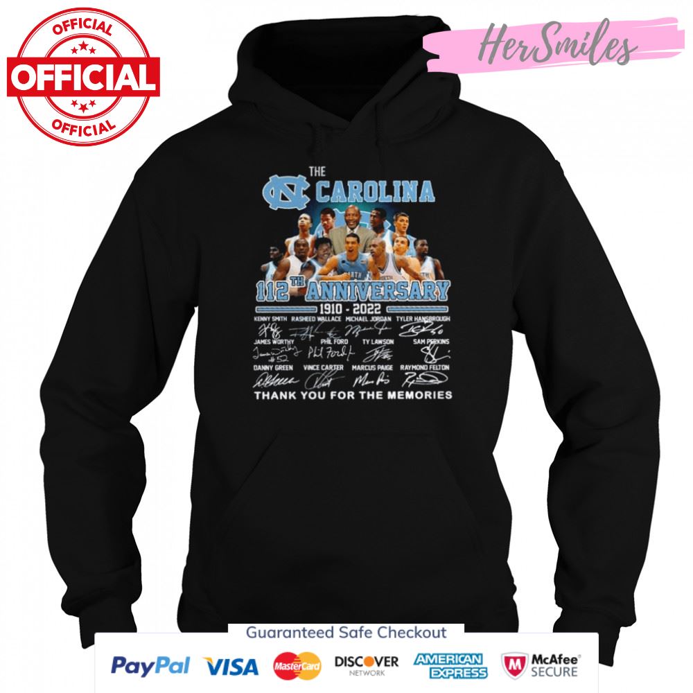 The Carolina 112th anniversary 1910 2022 thank you for the memories signatures shirt The Carolina 112th anniversary 1910 2022 thank you for the memories signatures shirt