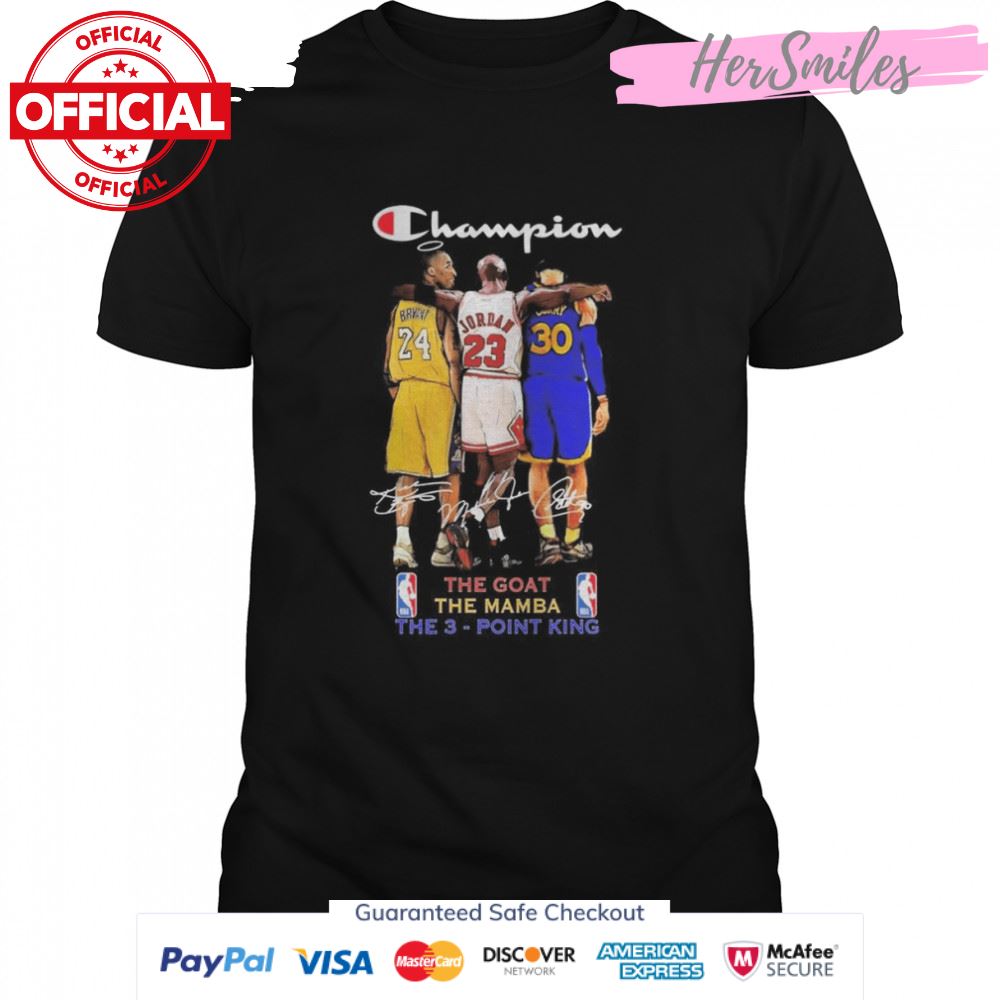 The Champion NBA Legend Players The Goat The Mamba And The 3-Point King Signatures Shirt