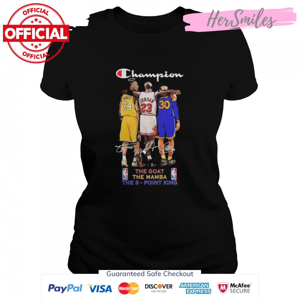 The Champion NBA Legend Players The Goat The Mamba And The 3-Point King Signatures Shirt
