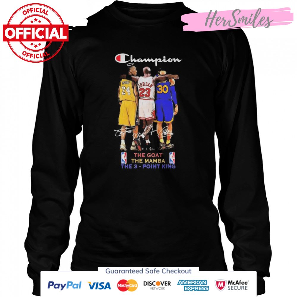 The Champion NBA Legend Players The Goat The Mamba And The 3-Point King Signatures Shirt The Champion NBA Legend Players The Goat The Mamba And The 3-Point King Signatures Shirt
