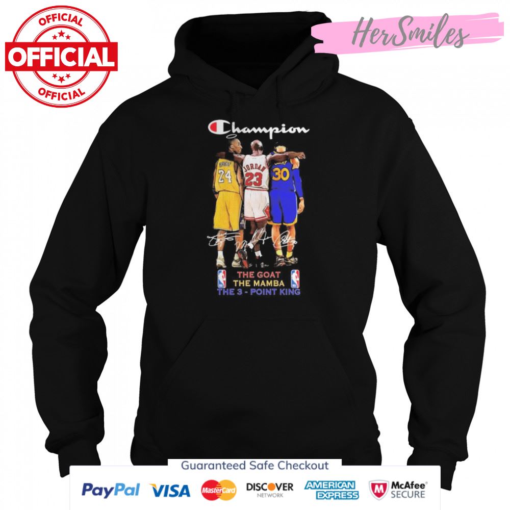 The Champion NBA Legend Players The Goat The Mamba And The 3-Point King Signatures Shirt The Champion NBA Legend Players The Goat The Mamba And The 3-Point King Signatures Shirt
