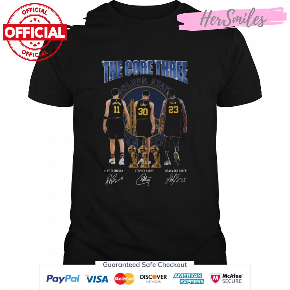 The Core Three Klay Thompson Stephen Curry And Draymond Green Signatures Shirt