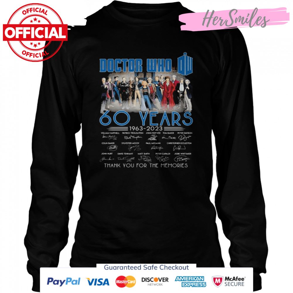The Doctor Who 60 years 1963-2023 signatures thank you for the memories shirt The Doctor Who 60 years 1963-2023 signatures thank you for the memories shirt