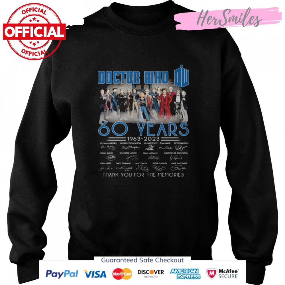 The Doctor Who 60 years 1963-2023 signatures thank you for the memories shirt The Doctor Who 60 years 1963-2023 signatures thank you for the memories shirt