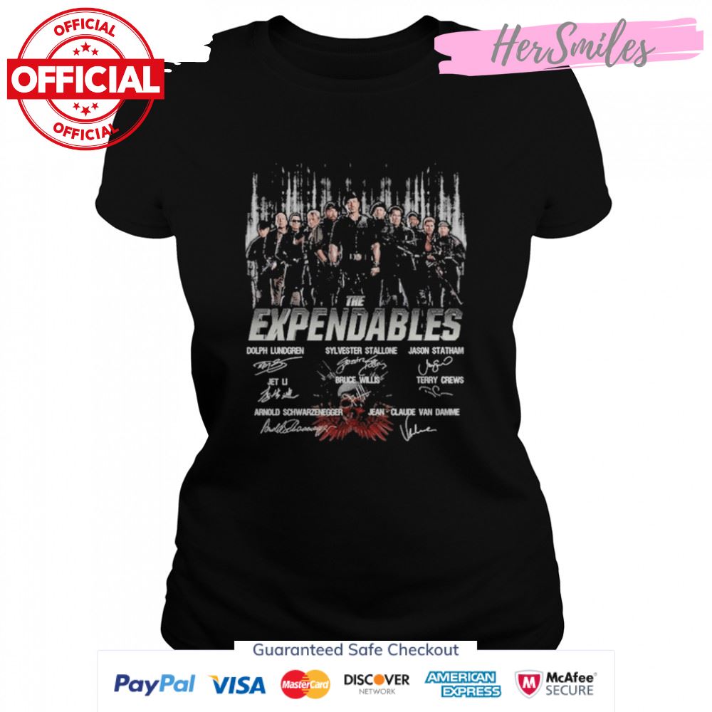 The Expendables Dolph Lundgren Sylvester Stallone signatures shirt