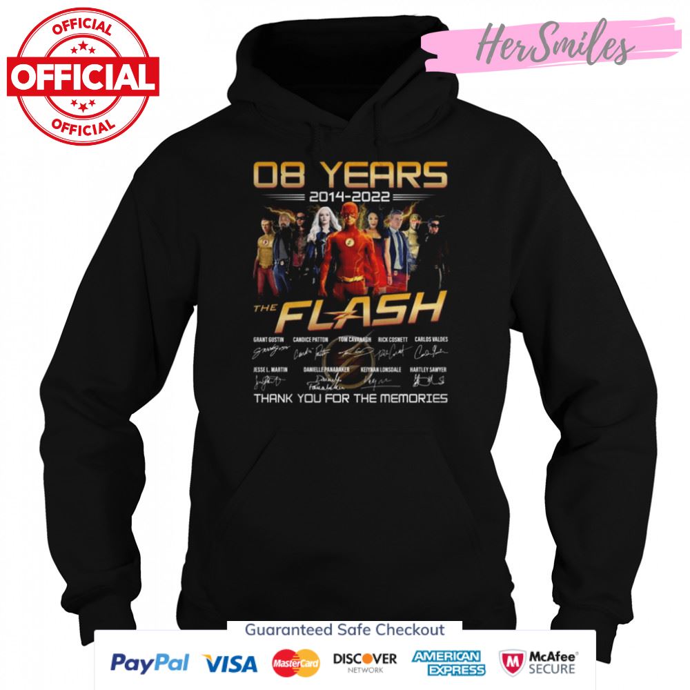 The Flash 08 years 2014 2022 thank you for the memories signatures shirt The Flash 08 years 2014 2022 thank you for the memories signatures shirt