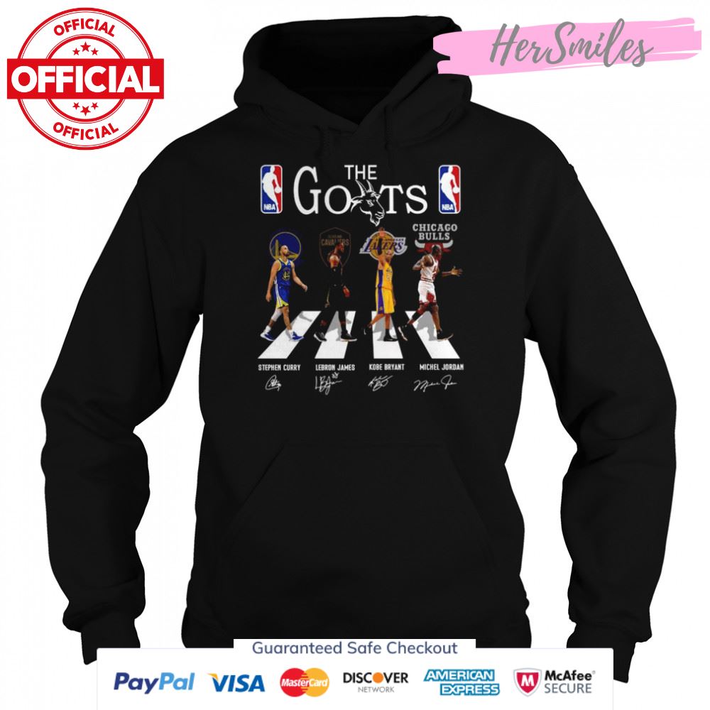 The Goats Abbey Road Stephen Curry Lebron James Kobe Bryant Michael Jordan Signatures Shirt The Goats Abbey Road Stephen Curry Lebron James Kobe Bryant Michael Jordan Signatures Shirt