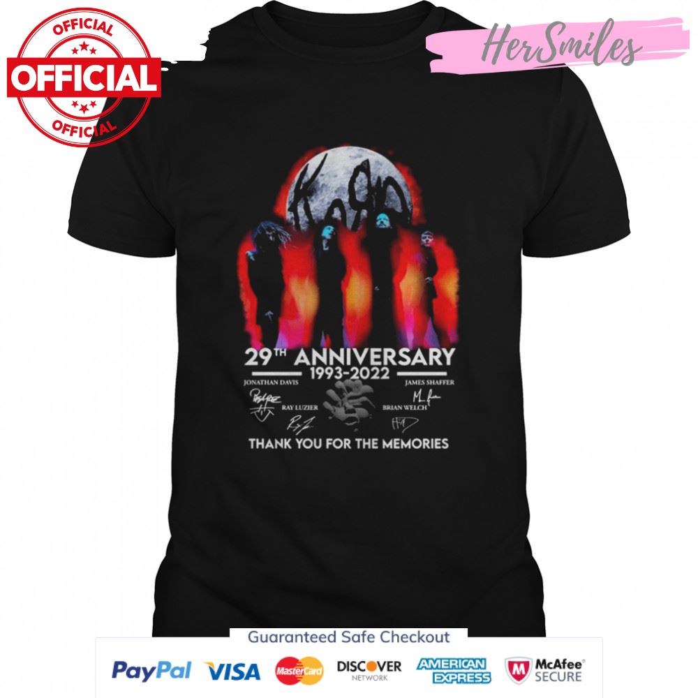 The Korn 29th Anniversary 1993-2023 Signatures Thank You For The Memories Shirt