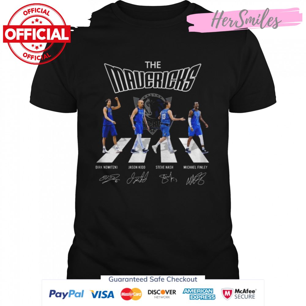 The Mavericks Nowitzki and Kidd and Nash and Finley abbey road signatures shirt