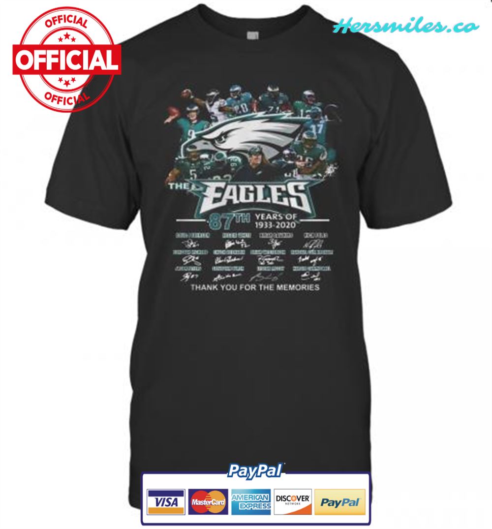 The Philadelphia Eagles 87Th Anniversary 1933 2020 Thank You For The Memories Signatures T-Shirt