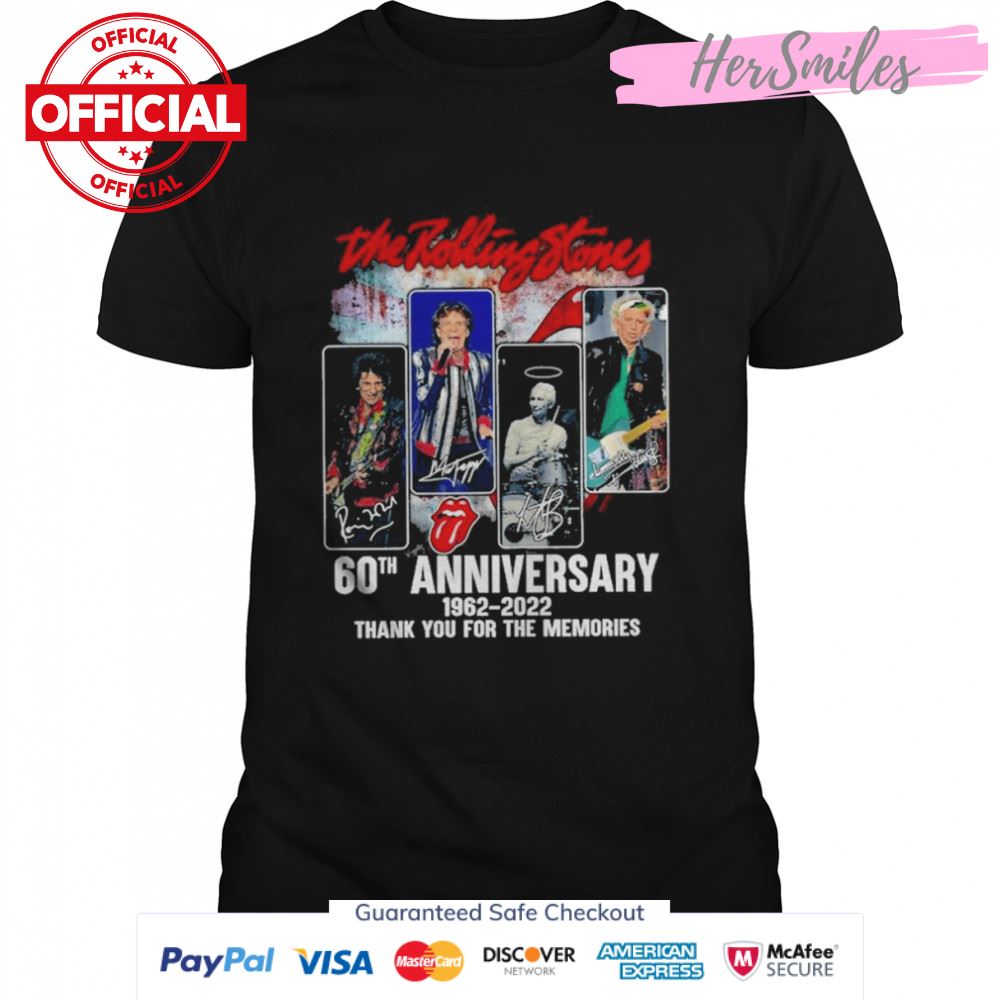 The Rolling Stones 60th Anniversary 1962-2022 Thank You For The Memories Signatures Shirt