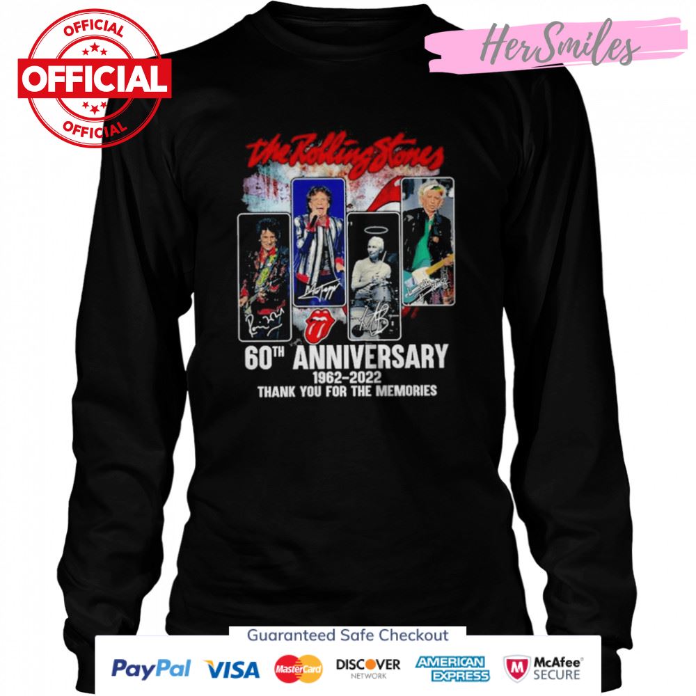 The Rolling Stones 60th Anniversary 1962-2022 Thank You For The Memories Signatures Shirt The Rolling Stones 60th Anniversary 1962-2022 Thank You For The Memories Signatures Shirt