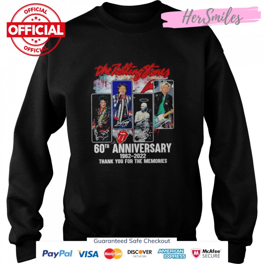 The Rolling Stones 60th Anniversary 1962-2022 Thank You For The Memories Signatures Shirt The Rolling Stones 60th Anniversary 1962-2022 Thank You For The Memories Signatures Shirt