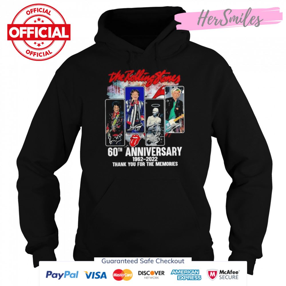 The Rolling Stones 60th Anniversary 1962-2022 Thank You For The Memories Signatures Shirt The Rolling Stones 60th Anniversary 1962-2022 Thank You For The Memories Signatures Shirt