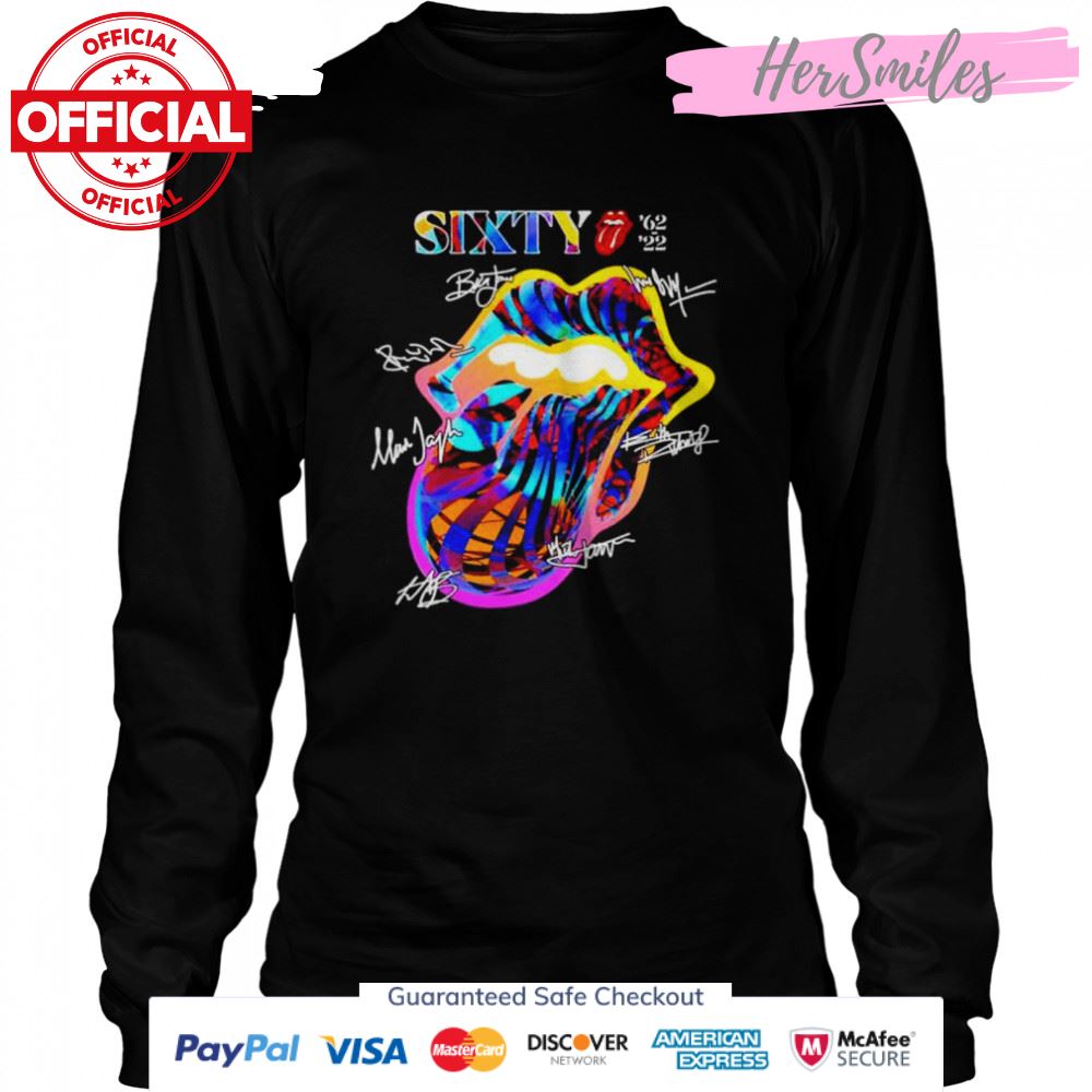 The Rolling Stones Sixty ’62 ’22 signatures shirt The Rolling Stones Sixty ’62 ’22 signatures shirt