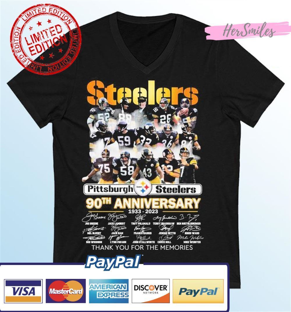 The Steelers Team 90th Anniversary 1933-2023 Signatures Thank You For The Memories Classic T-Shirt