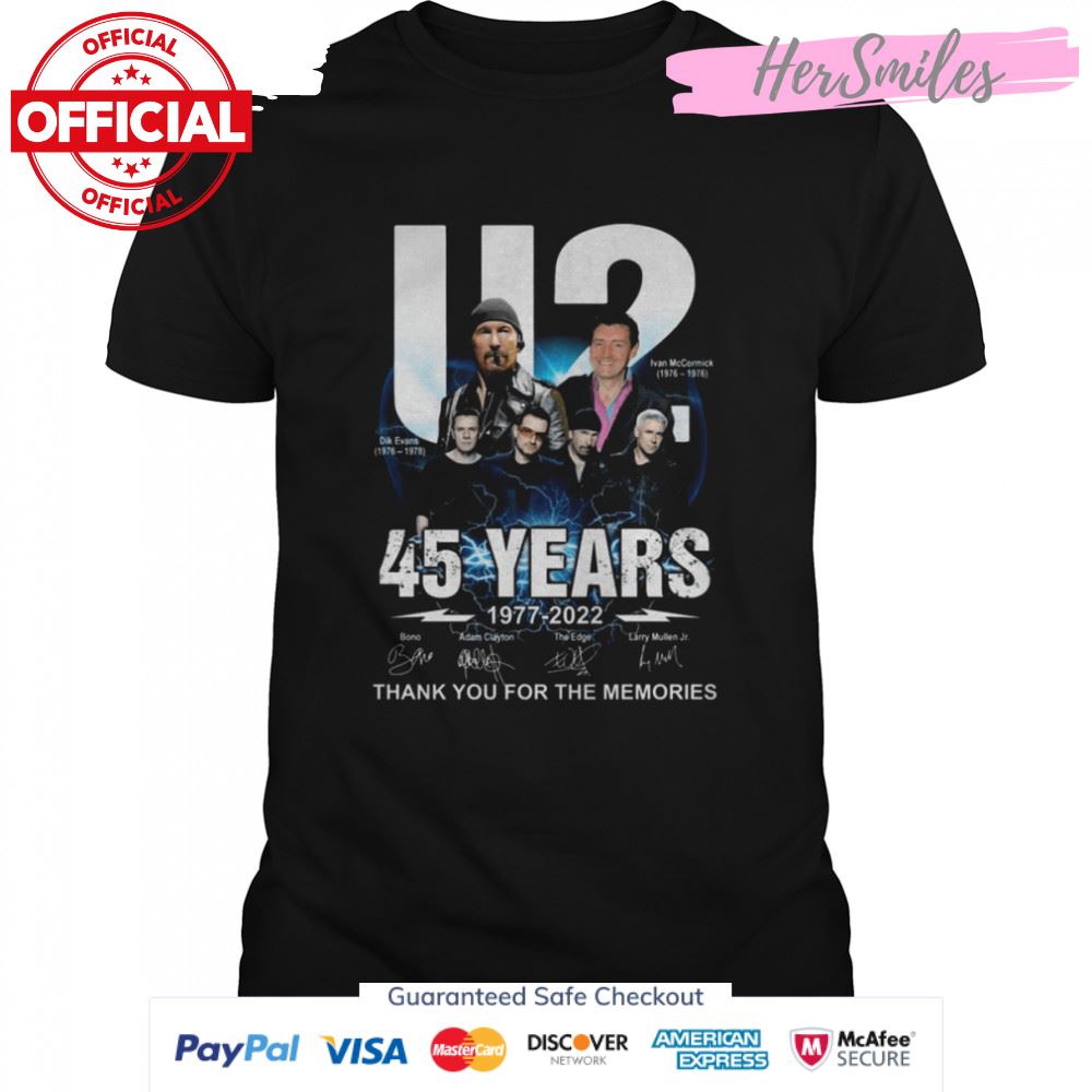The U2 45 years 1977 2022 thank you for the memories signatures shirt