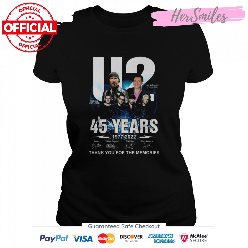 The U2 45 years 1977 2022 thank you for the memories signatures shirt
