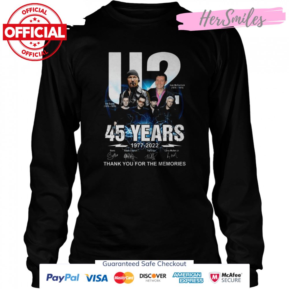The U2 45 years 1977 2022 thank you for the memories signatures shirt The U2 45 years 1977 2022 thank you for the memories signatures shirt