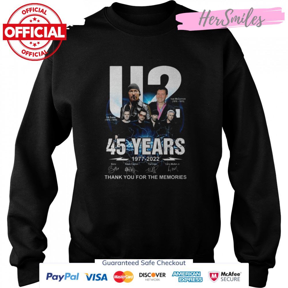 The U2 45 years 1977 2022 thank you for the memories signatures shirt The U2 45 years 1977 2022 thank you for the memories signatures shirt