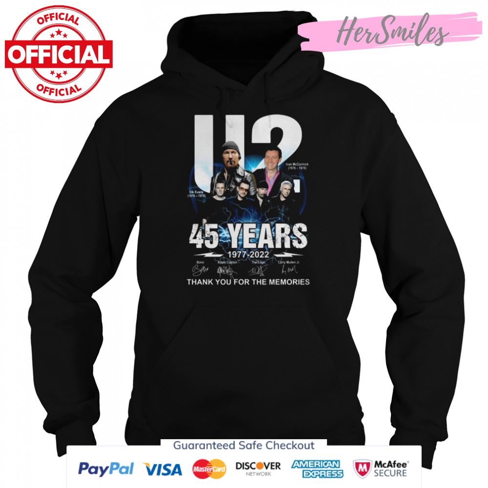 The U2 45 years 1977 2022 thank you for the memories signatures shirt The U2 45 years 1977 2022 thank you for the memories signatures shirt