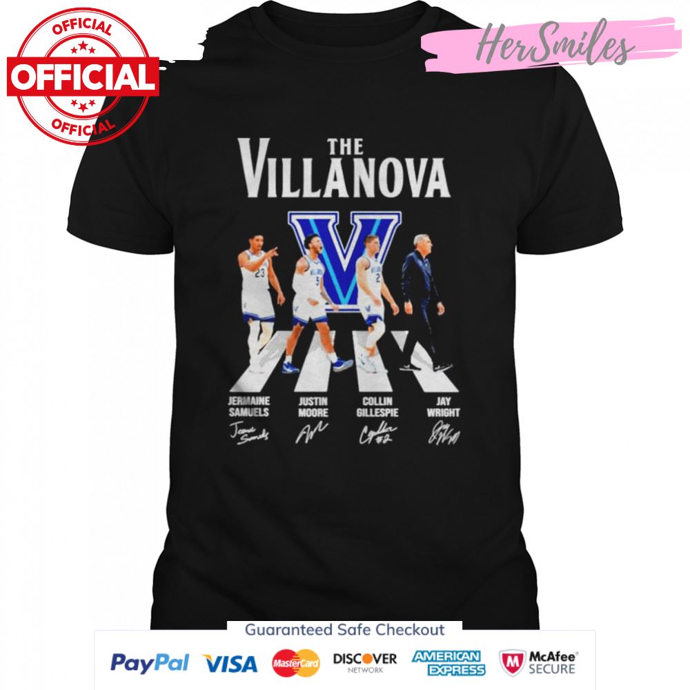 The Villanova Wildcats Samuels Moore Gillespie and Wright abbey road signatures shirt