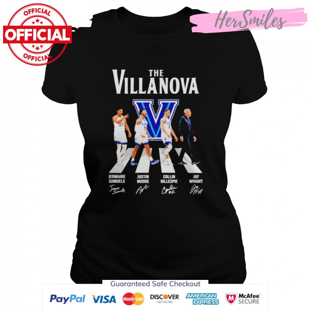 The Villanova Wildcats Samuels Moore Gillespie and Wright abbey road signatures shirt