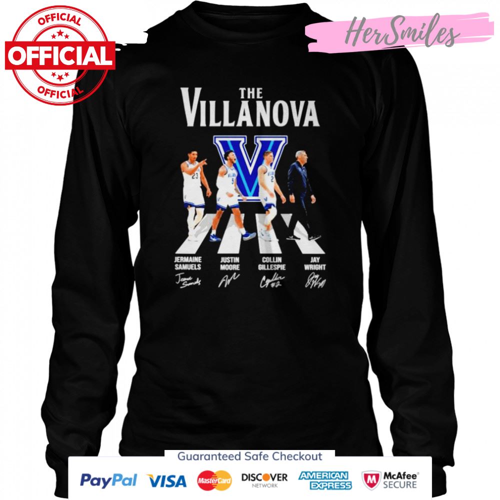 The Villanova Wildcats Samuels Moore Gillespie and Wright abbey road signatures shirt The Villanova Wildcats Samuels Moore Gillespie and Wright abbey road signatures shirt