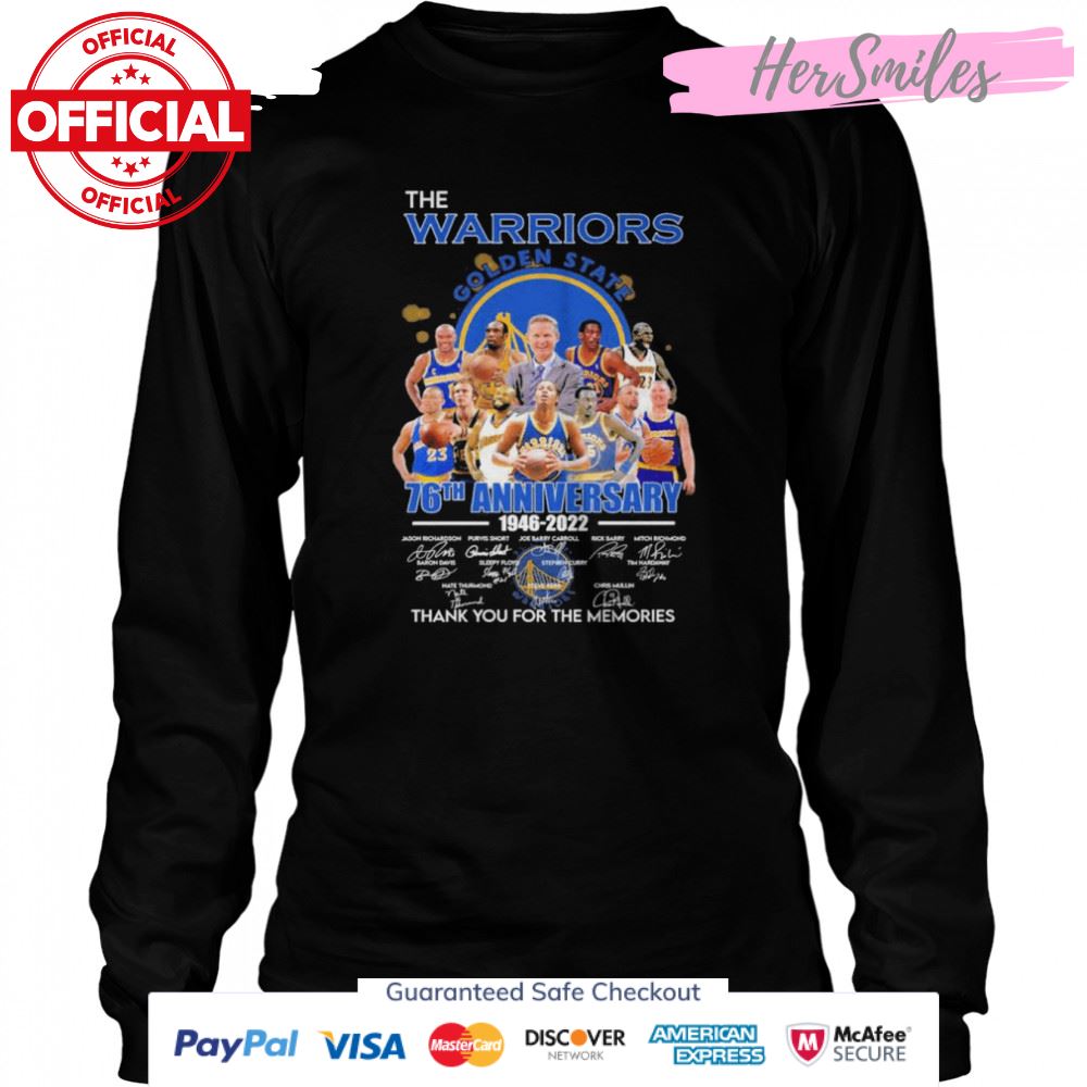 The Warriors 76th anniversary 1946 2022 Richardson and Short and Carroll signatures thank shirt The Warriors 76th anniversary 1946 2022 Richardson and Short and Carroll signatures thank shirt