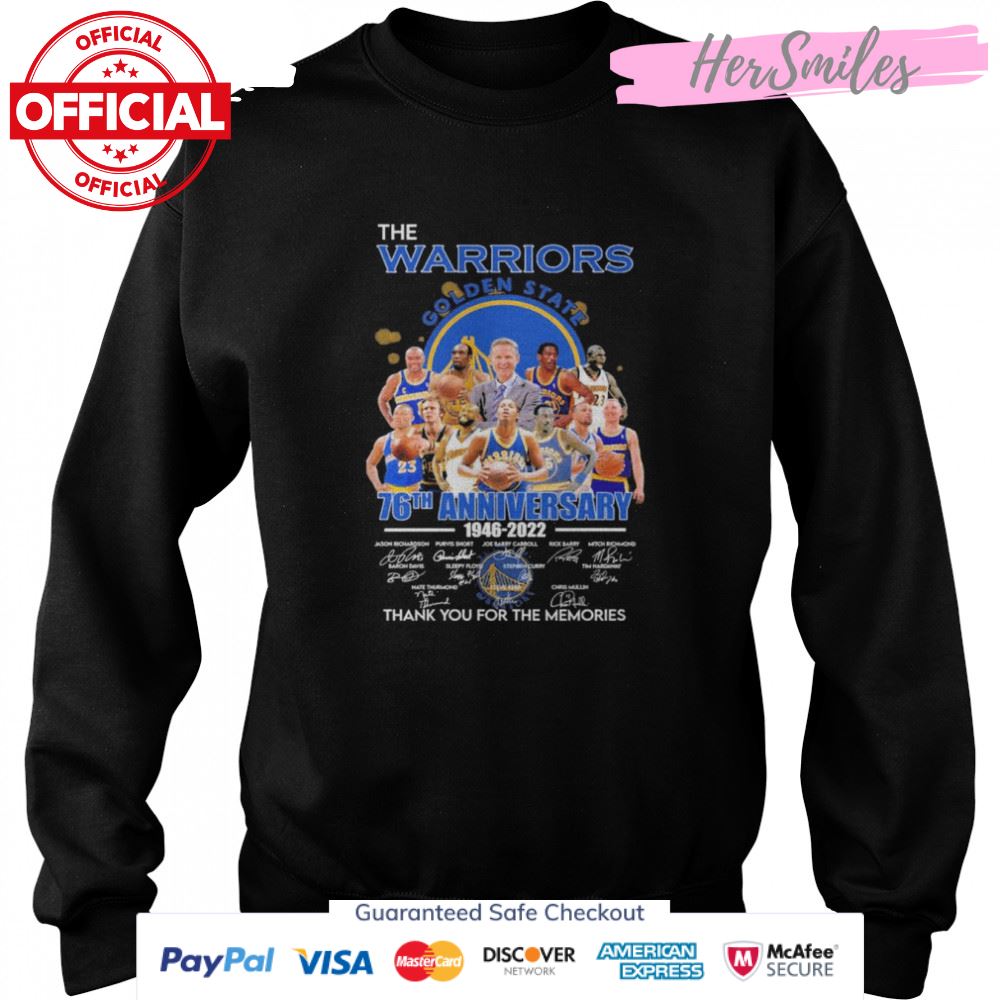 The Warriors 76th anniversary 1946 2022 Richardson and Short and Carroll signatures thank shirt The Warriors 76th anniversary 1946 2022 Richardson and Short and Carroll signatures thank shirt