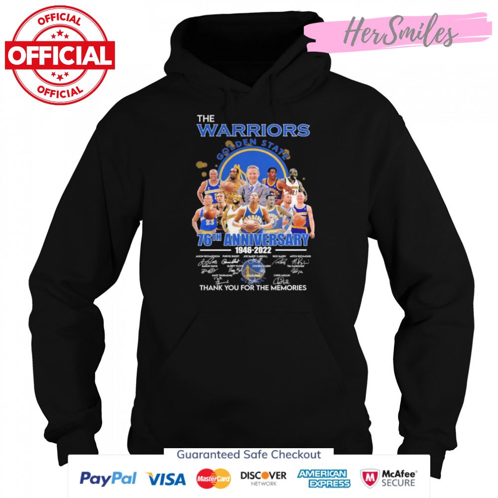 The Warriors 76th anniversary 1946 2022 Richardson and Short and Carroll signatures thank shirt The Warriors 76th anniversary 1946 2022 Richardson and Short and Carroll signatures thank shirt