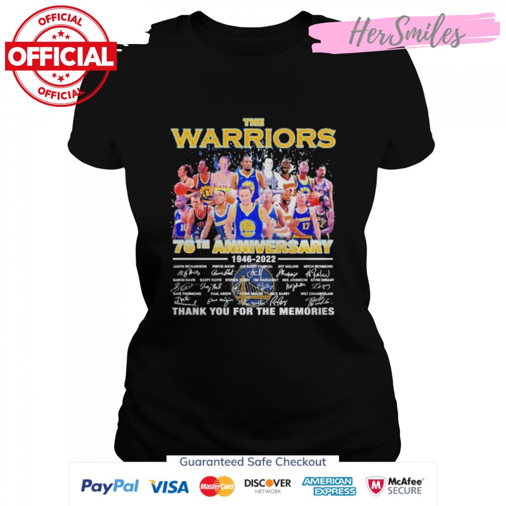 The Warriors 76th Anniversary 1946 2022 Signatures Thank You For The Memories Shirt