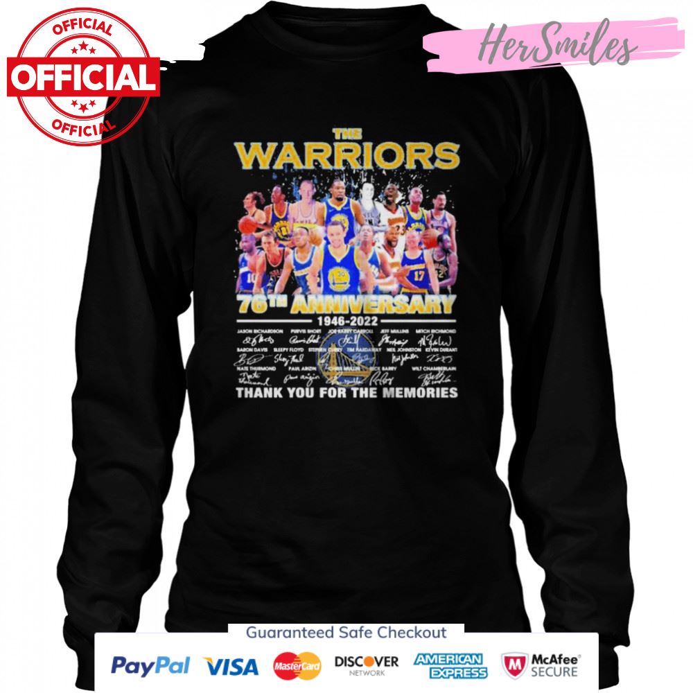 The Warriors 76th Anniversary 1946 2022 Signatures Thank You For The Memories Shirt The Warriors 76th Anniversary 1946 2022 Signatures Thank You For The Memories Shirt