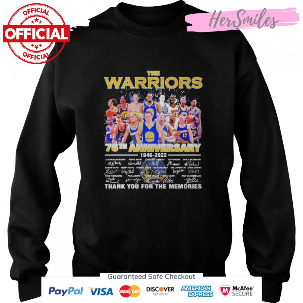 The Warriors 76th Anniversary 1946 2022 Signatures Thank You For The Memories Shirt The Warriors 76th Anniversary 1946 2022 Signatures Thank You For The Memories Shirt