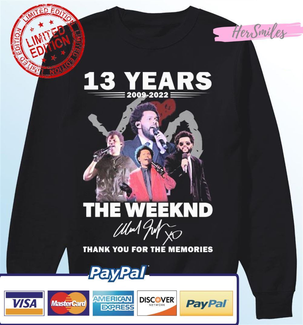 The Weeknd 13 Years 2009-2022 Thank You For The Memories Signatures Unisex T-Shirt The Weeknd 13 Years 2009-2022 Thank You For The Memories Signatures Unisex T-Shirt
