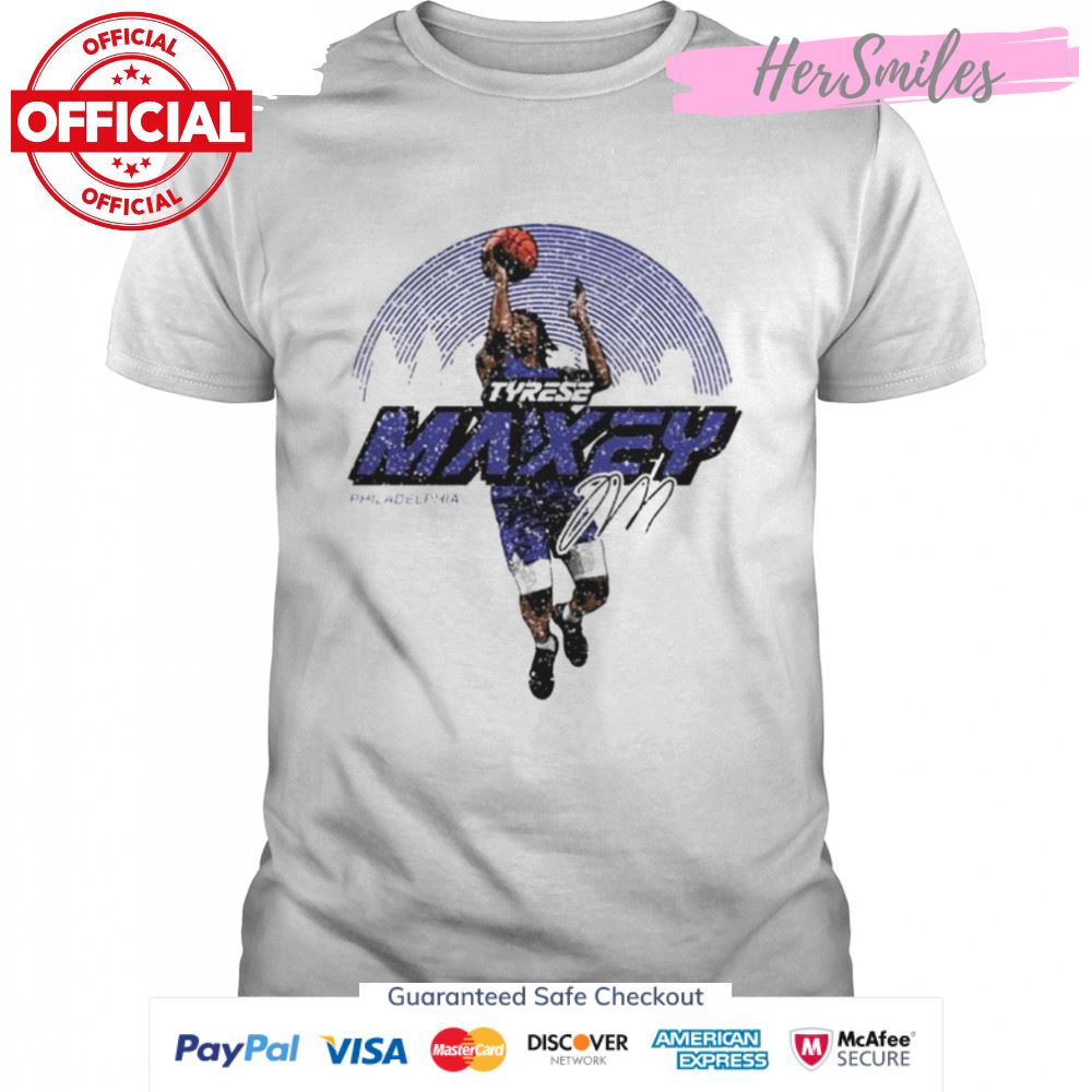 Tyrese Maxey Philadelphia Skyline signature shirt