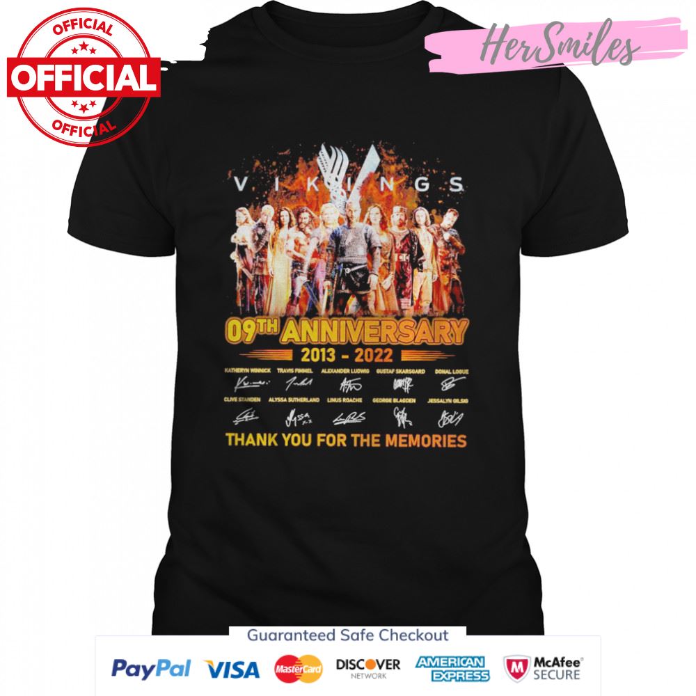 Vikings 09th Anniversary 2013-2022 Signature Thank You For The Memories Shirt