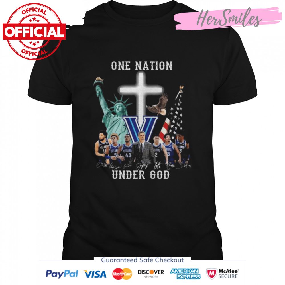 Villanova Wildcats one nation under god signatures 2022 shirt