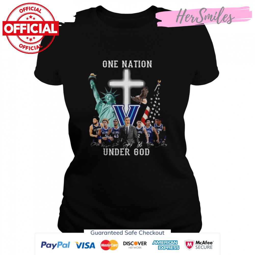Villanova Wildcats one nation under god signatures 2022 shirt