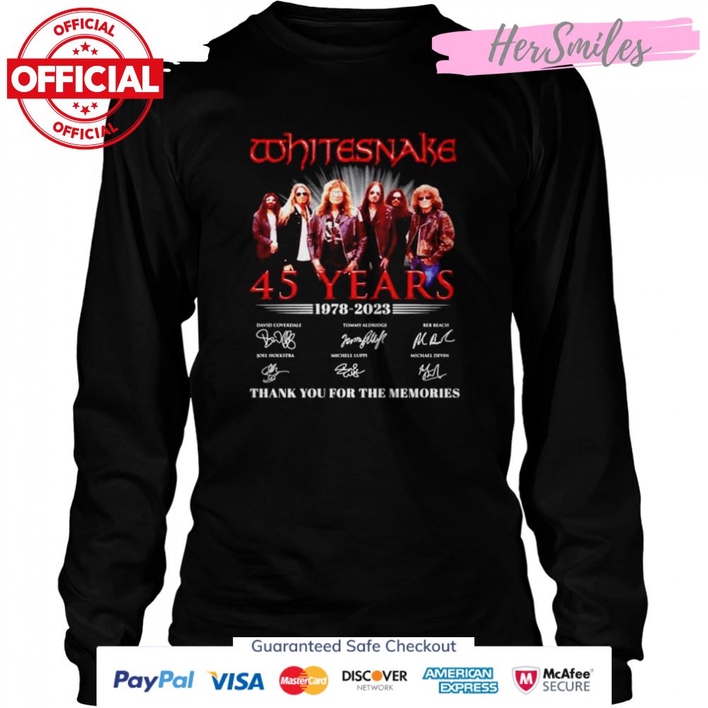 Whitesnake 45 years 1978 2023 thank you for the memories signatures shirt Whitesnake 45 years 1978 2023 thank you for the memories signatures shirt